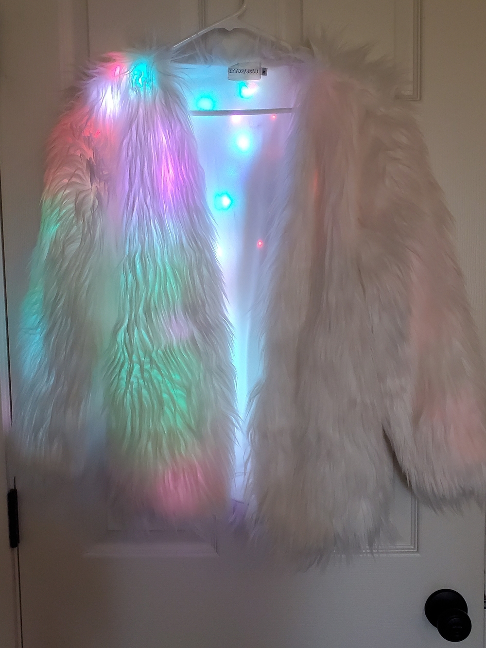 Light Up White Faux Fur Jacket
